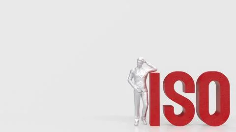 The Red ISO on white Background  3d Rendering.. Stock Illustration