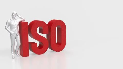 The Red ISO on white Background  3d Rendering.. Stock Illustration