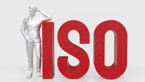 The Red ISO on white Background  3d Rendering.. Stock Illustration