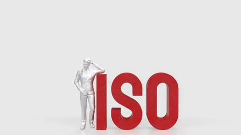 The Red ISO on white Background  3d Rendering.. Stock Illustration