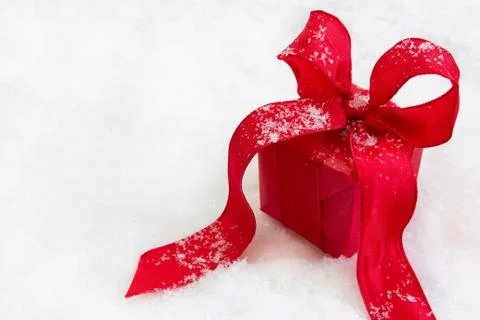 Red isolated gift or present with a ribbon for christmas Stock Photos