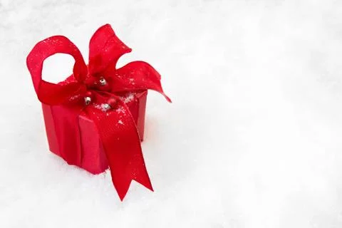 Red isolated gift or present with a ribbon for christmas Stock Photos