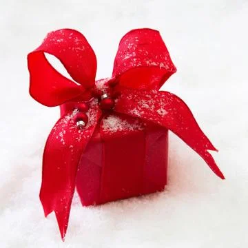 Red isolated gift or present with a ribbon for christmas Stock Photos