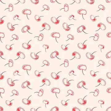 Red isolated poppies, abstract pattern. Minimalistic hand-drawn vector. Stock Illustration