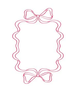 Red isolated vector ribbon frame creating decorative border with present bows Ilustração Stock