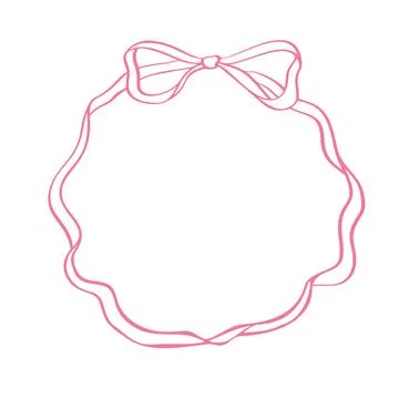 Red isolated vector ribbon frame creating decorative border with present bows Ilustração Stock