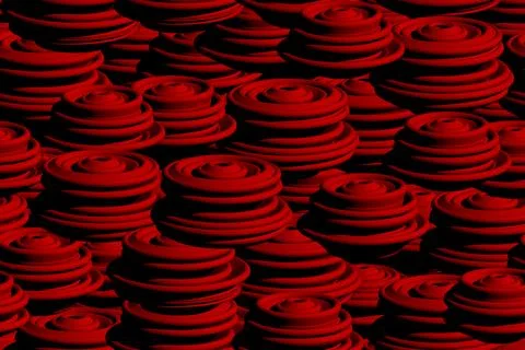 Red Isometric Concentric Ring 3D Pattern Stock Illustration