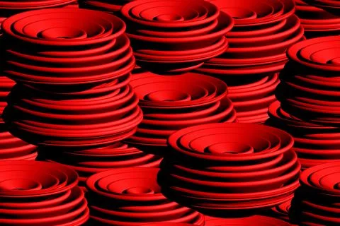 Red Isometric Concentric Ring Seamless 3D Pattern Stock Illustration