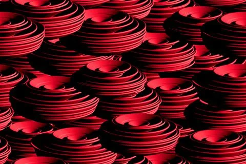 Red Isometric Concentric Ring Seamless 3D Pattern Stock Illustration