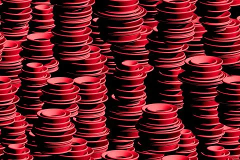 Red Isometric Concentric Ring Seamless 3D Pattern Stock Illustration