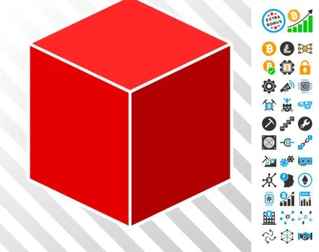 Red Isometric Cube Cards with Bonus Stock Illustration