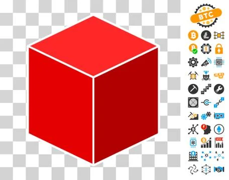 Red Isometric Cube Icon with Bonus Stock Illustration