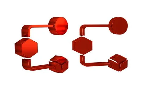 Red Isometric cube icon isolated on transparent background. Geometric cubes.. Stock Illustration