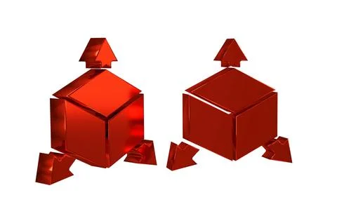 Red Isometric cube icon isolated on transparent background. Geometric cubes.. Stock Illustration