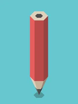 Red isometric pencil standing Stock Illustration