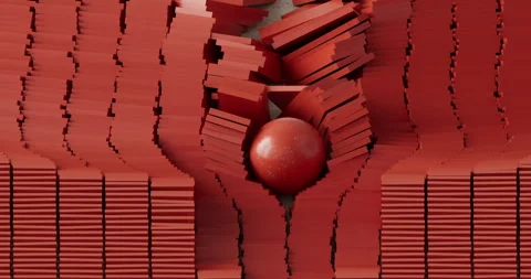 Red Isometric projection is abstract. Dynamic wallpaper for video background Stock Footage 264261623