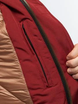 Red jacket sleeve cuff close up Stock Photos