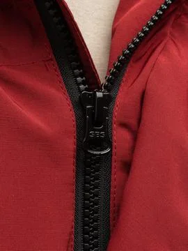 Red jacket zipper full view Stock Photos