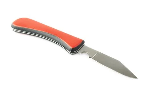 Red jackknife foldable pocket knife isolated Stock Photos