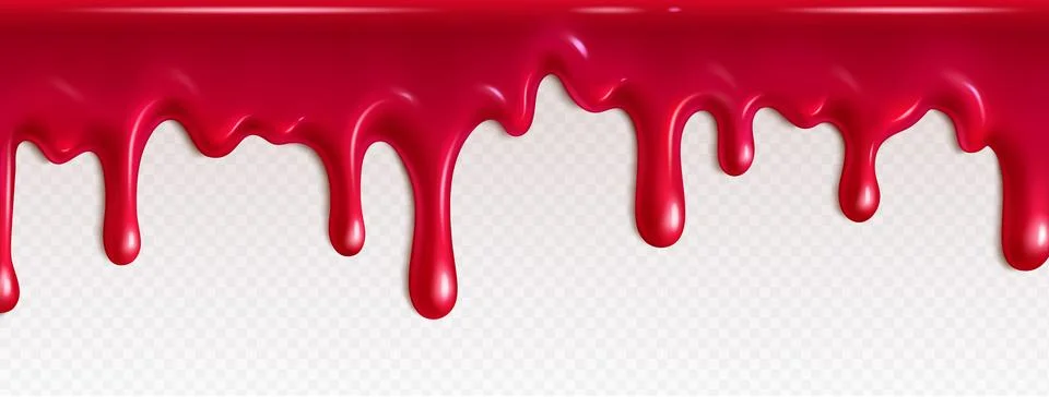 Red jam drip. Strawberry syrup liquid flow texture Stock Illustration