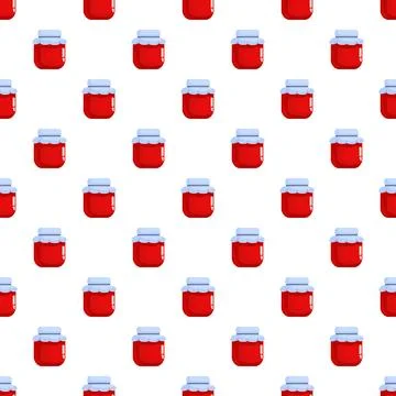 Red jam jar seamless pattern background Stock Illustration
