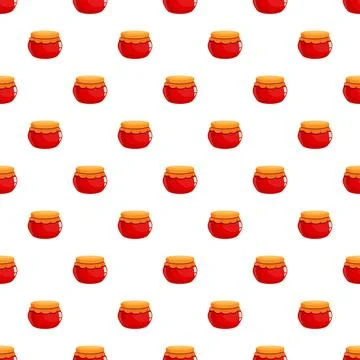 Red jam jars seamless cartoon pattern illustration Stock Illustration