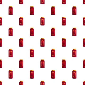 Red jam jars seamless pattern background Stock Illustration