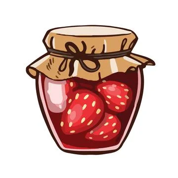 Red jam strawberry blanks. vector illustration Cartoon style. Stock Illustration