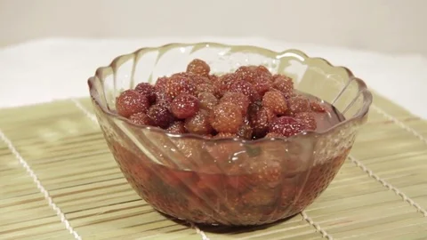 Red jam strawberry close up. Loop rotation Stock Footage 69947045