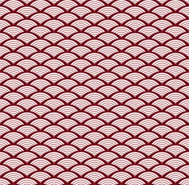 Red Japanese wave seamless pattern background vector Stock Illustration