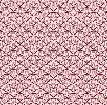 Red Japanese wave seamless pattern background vector-03 Stock Illustration