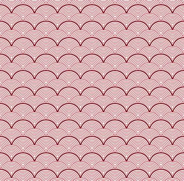 Red Japanese wave seamless pattern background vector-02 Stock Illustration