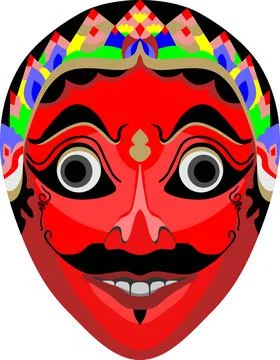 Red Javanese Mask Stock Illustration