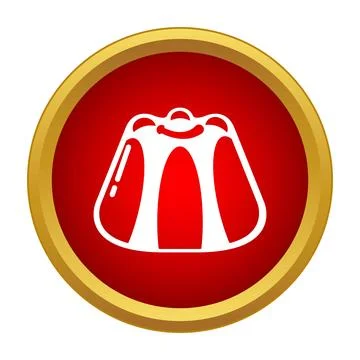Red jelly pudding dessert icon on round background Stock Illustration