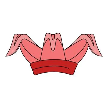 Red jester hat cartoon smiling face amusement Stock Illustration