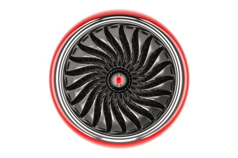 Red jet engine, front view. 3D rendering Stock Illustration