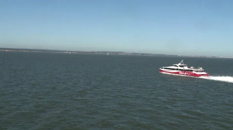 Red Jet high speed ferry crossing Solent Stock Footage 67751775