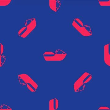 Red Jet ski icon isolated seamless pattern on blue background. Water scooter Illustrazione stock