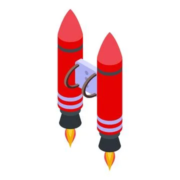 Red jetpack icon isometric vector. Fire jet Illustrazione stock