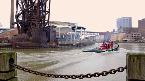 Red Jetty on river Video stock 57873953