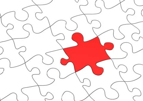 Red jigsaw puzzle 库存插图