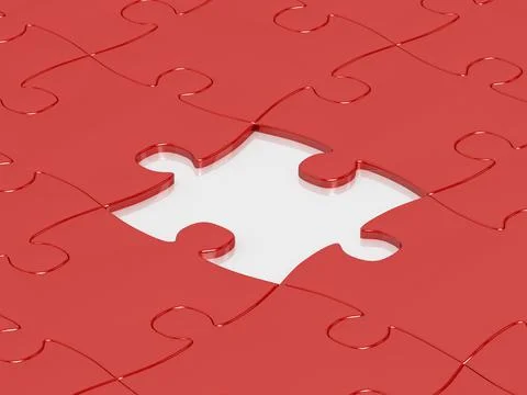 Red jigsaw puzzle pieces Illustrazione stock