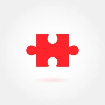 Red jigsaw puzzle vector icon Stock Illustration
