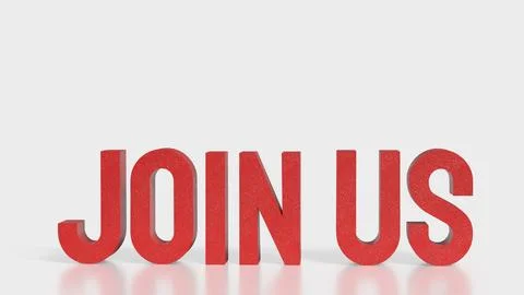 The Red Join US text on white Background 3d Rendering. Stock Photos