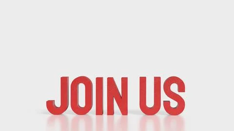 The Red Join US text on white Background 3d Rendering. Stock Photos
