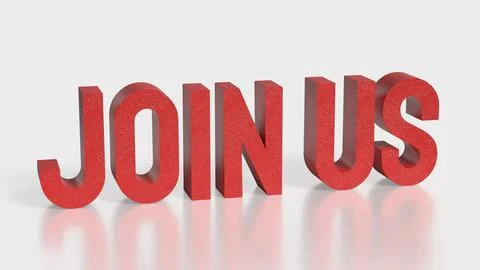 The Red Join US text on white Background 3d Rendering. Stock Photos