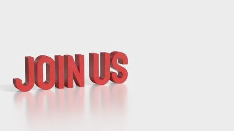 The Red Join US text on white Background 3d Rendering. Stock Photos