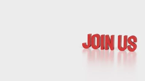 The Red Join US text on white Background 3d Rendering. Stock Photos
