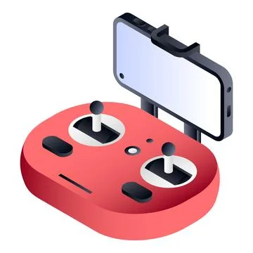 Red joystick drone control icon, isometric style Stock Illustration