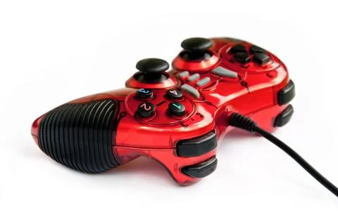 Red joystick game controller . 스톡 사진